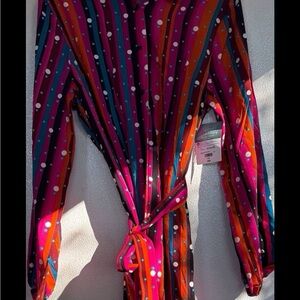 Vibrant Polka Dot and Stripe Dress